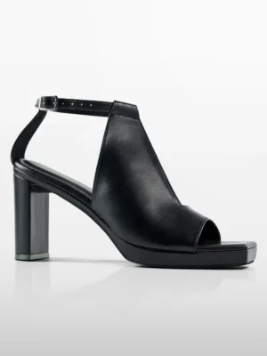 Black Wedge Block Heel Sandal - Block Heels Women & Wedge Heels for Women