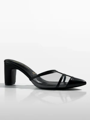 Black Cage Vamp Kitten Heel Slingback - Heels for Women & Black Heels for Women