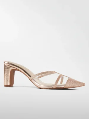 Rose Gold Glitter Cage Slingback Heel - Heels for Women & Kitten Heels for Women
