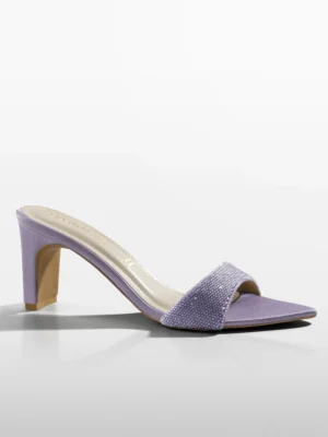 Lavender Crystal Embellished Kitten Heel - Heels for Women & Embellished Heels for Women