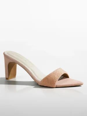Peach Crystal Embellished Kitten Heel - Heels for Women & Embellished Heels for Women