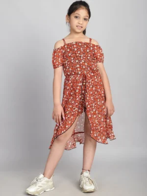 Rust Printed Shoulder Strap Jumpsuit with Pockets Casual Summer Wear