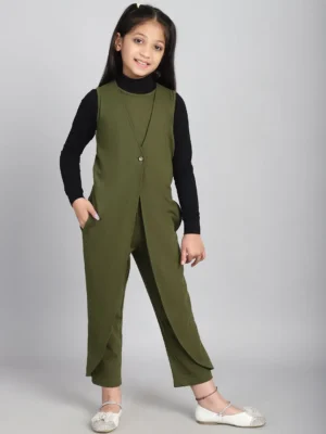 Olive Sleeveless Basic Jumpsuit with Pockets Casual Summer Comfort Wear
