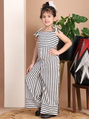 White Printed Square Neck Sleeveless Jumpsuit Casual Summer Comfort Wear