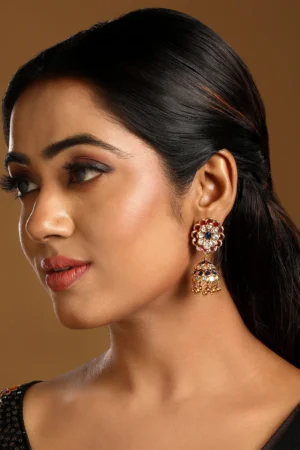 Gulnaar Pacchi Polki Ghungroo Floral Statement Earrings